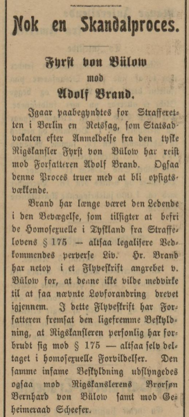 Adolf Brand 1907 Fredrikstads Tilskuer