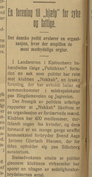 Nekkab København 1ste Mai 30. januar 1924. Kilde: Nasjonalbiblioteket.