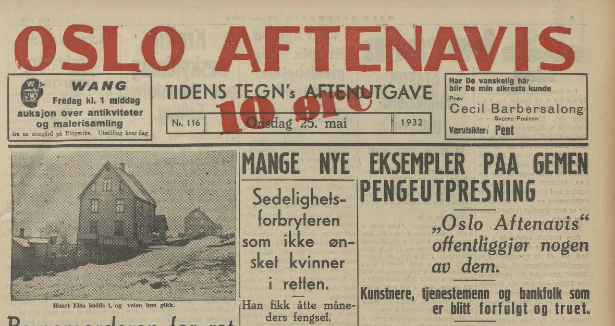 Pengeutpressing av homofile var framsidestoff i 1932